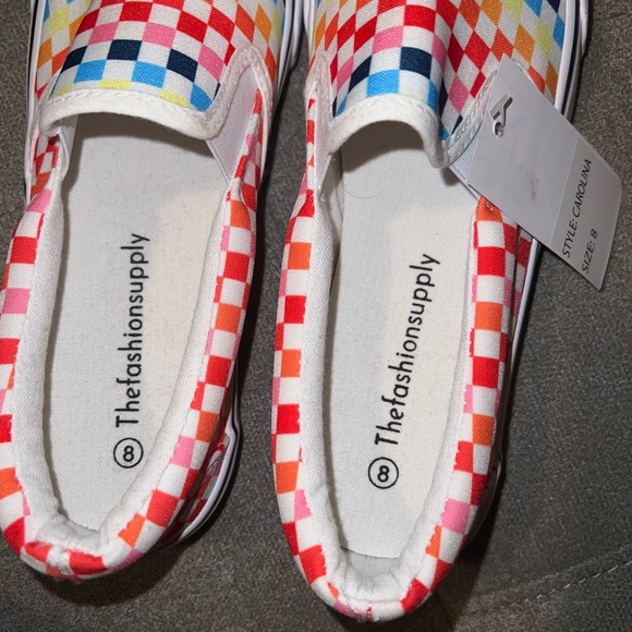 NWT Rainbow checkerboard slip on tennis shoe - Picture 3 of 7